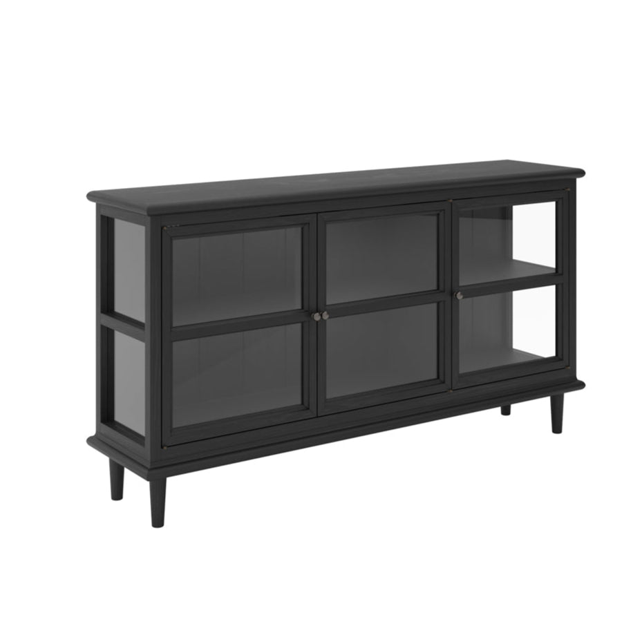 Westport Black Wood & Clear Glass Sideboard